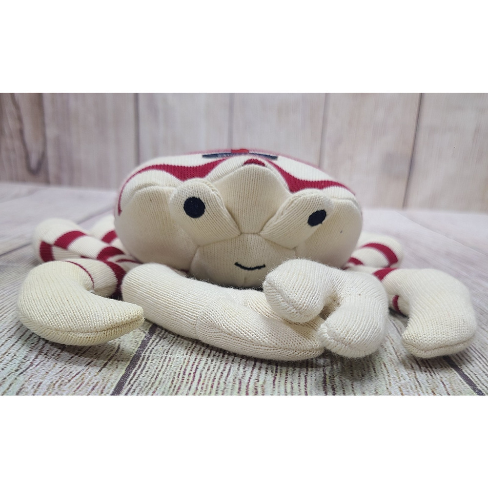 Petit Saint James Plush Crab Stuffed Animal Cream Red Striped - Picture 2 of 10